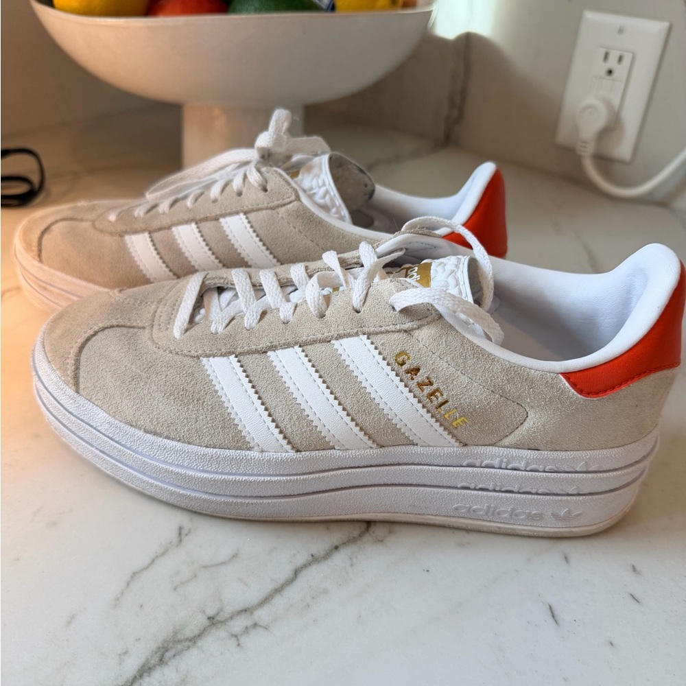 Adidas Gazelle Suede Sneakers in Cream and White